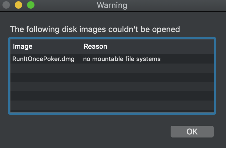 Dmg Warning No Mountable File Systems
